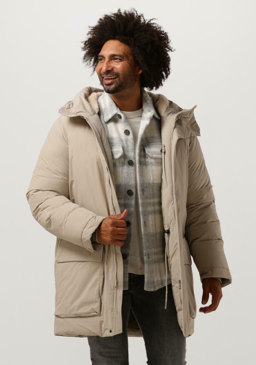 Elvine Stijlvolle Winterjas Beige Heren