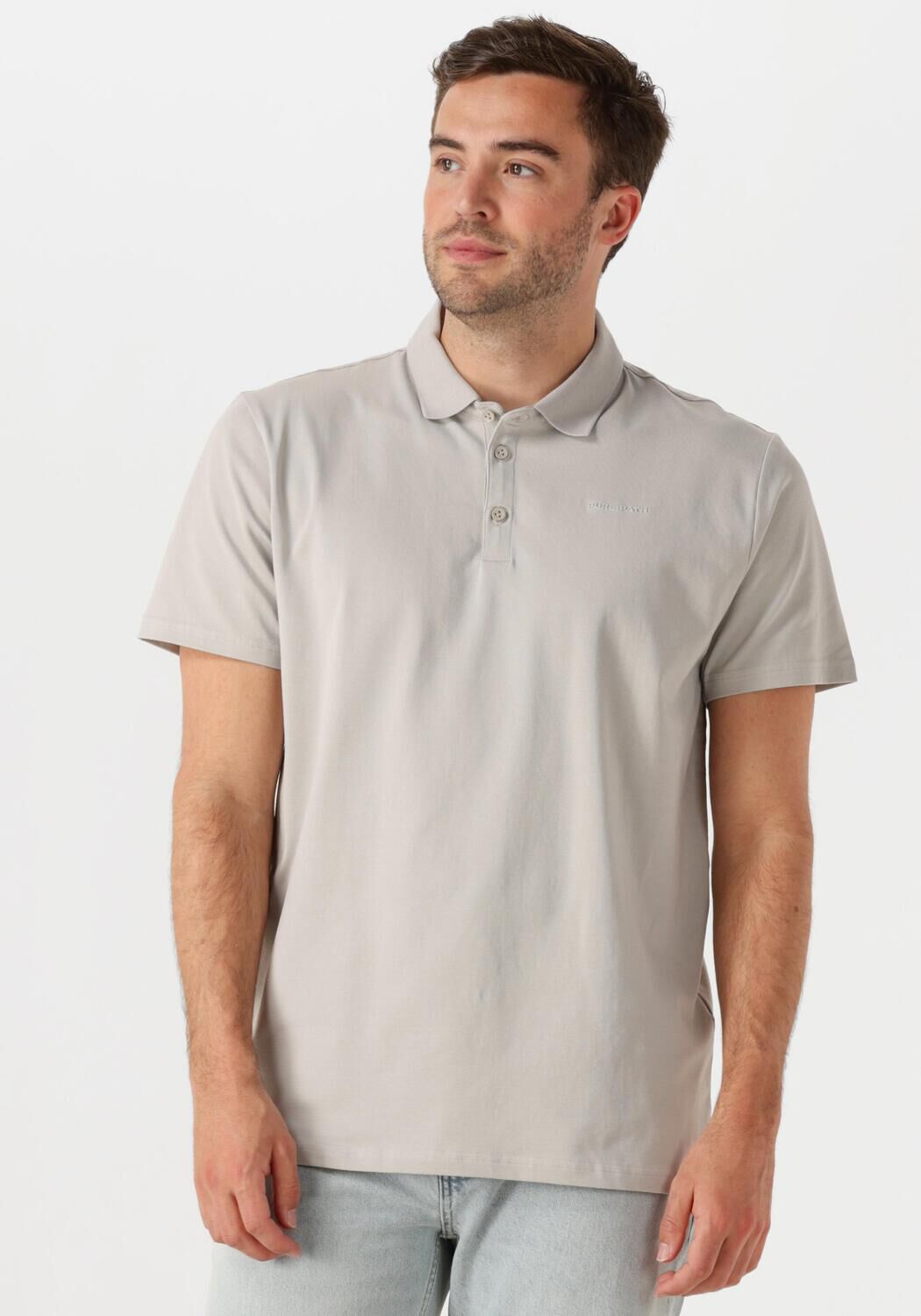 PURE PATH Heren Polo's & T-shirts Regular Fit Polo Ss T-shirts Lichtgrijs