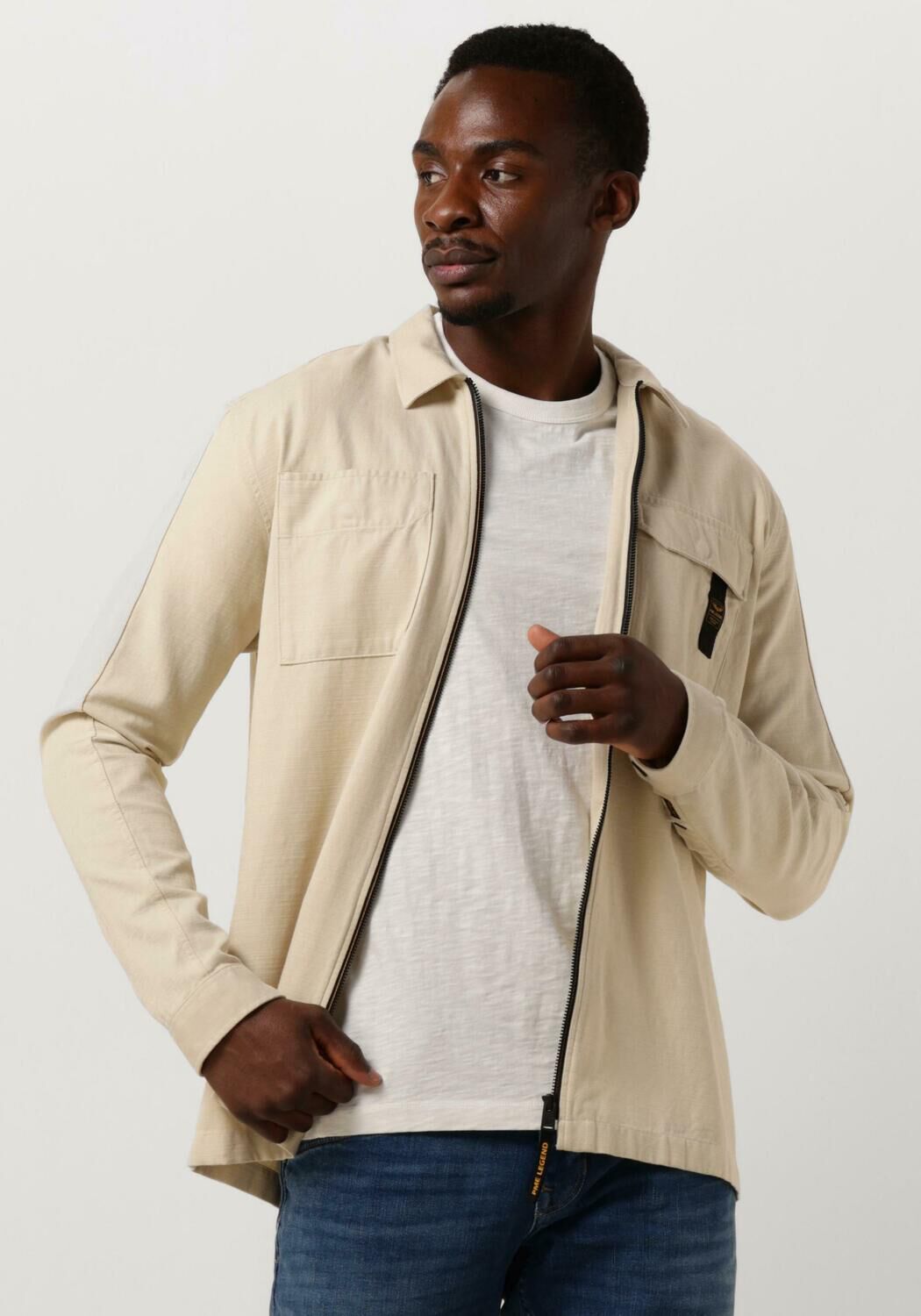 PME LEGEND Heren Overshirts Long Sleeve Shirt Tencel Blend Beige