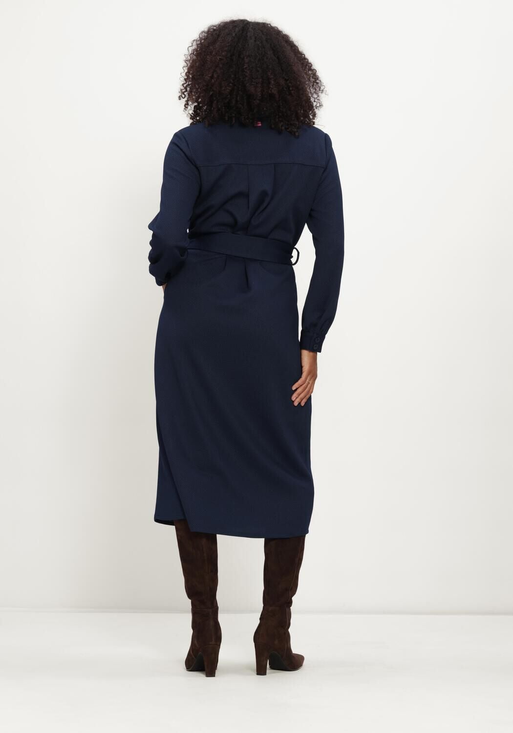 Donkerblauwe POM AMSTERDAM Midi jurk DEMI ETERNAL BLUE - large