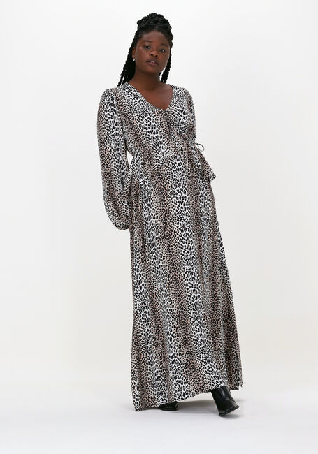 Beige NOTES DU NORD Maxi jurk ALICIA LEOPARD DRESS - large