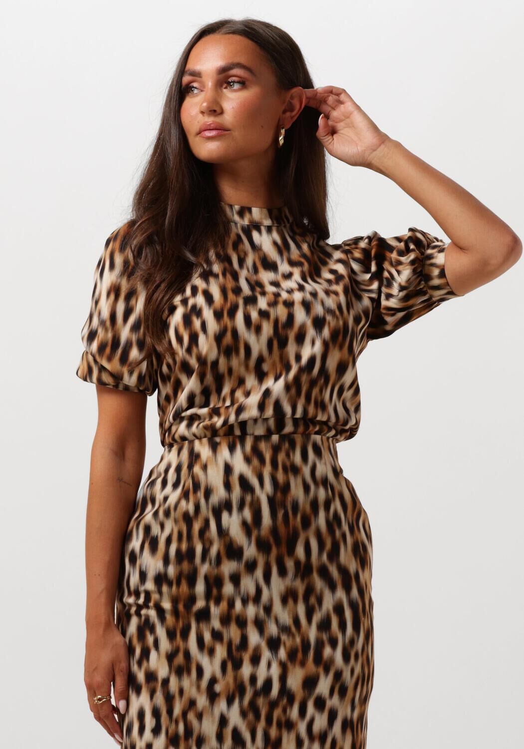 Silvian Heach Luipaardprint Ballonmouw Blouse Brown Dames