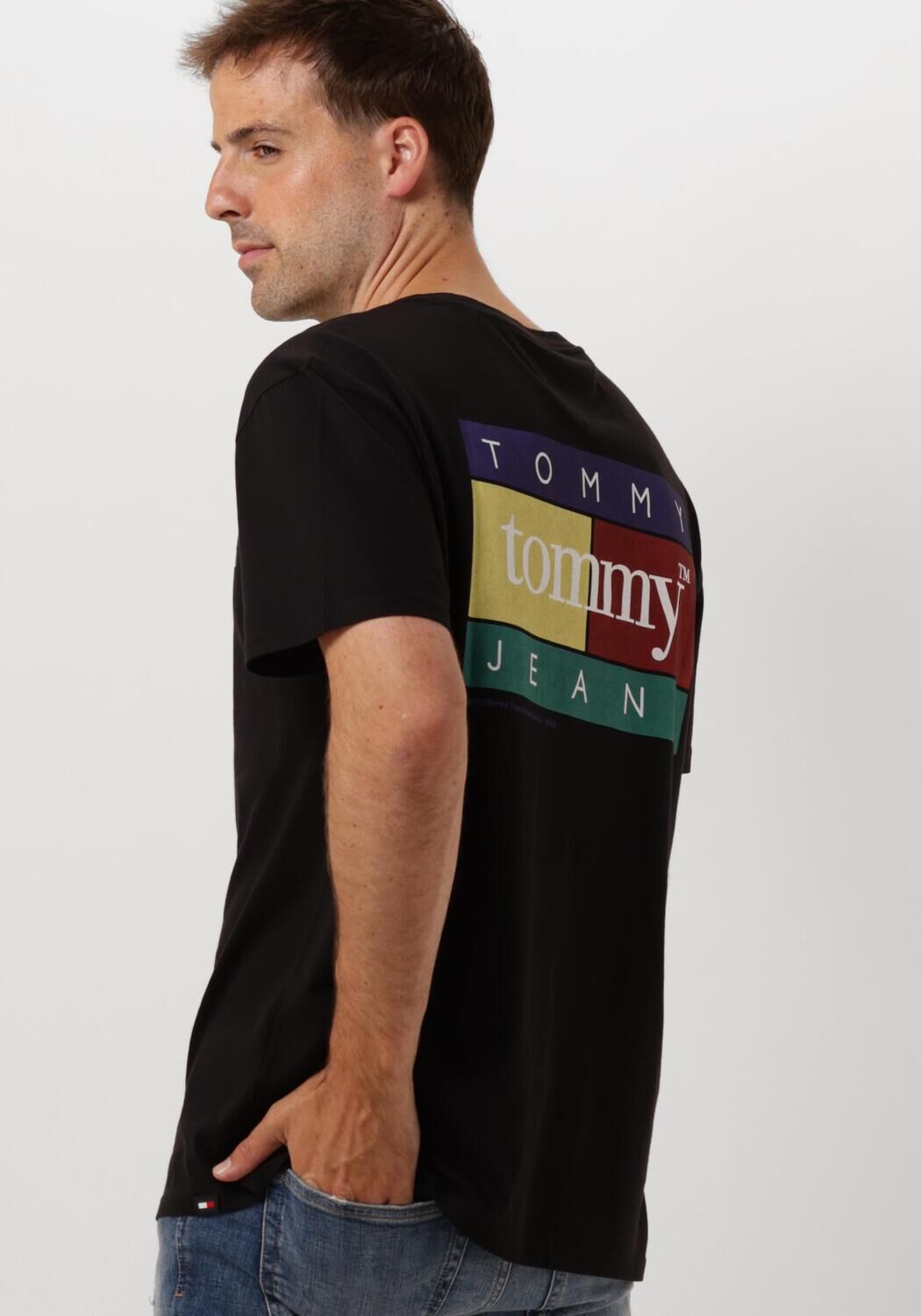 TOMMY JEANS Heren Polo's & T-shirts Tjm Reg Pop Color Flag Zwart