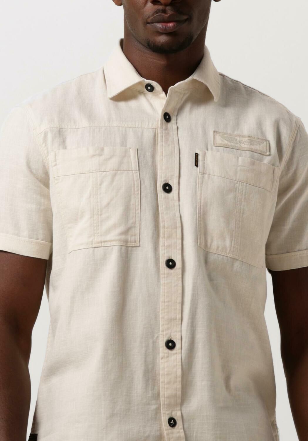 PME LEGEND Heren Overhemden Short Sleeve Shirt Ctn Slub Beige