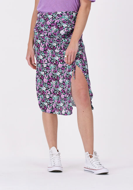 Paarse COLOURFUL REBEL Midirok DINAH SCATTERED FLOWER MIDI DRAWCORD SKIRT - large