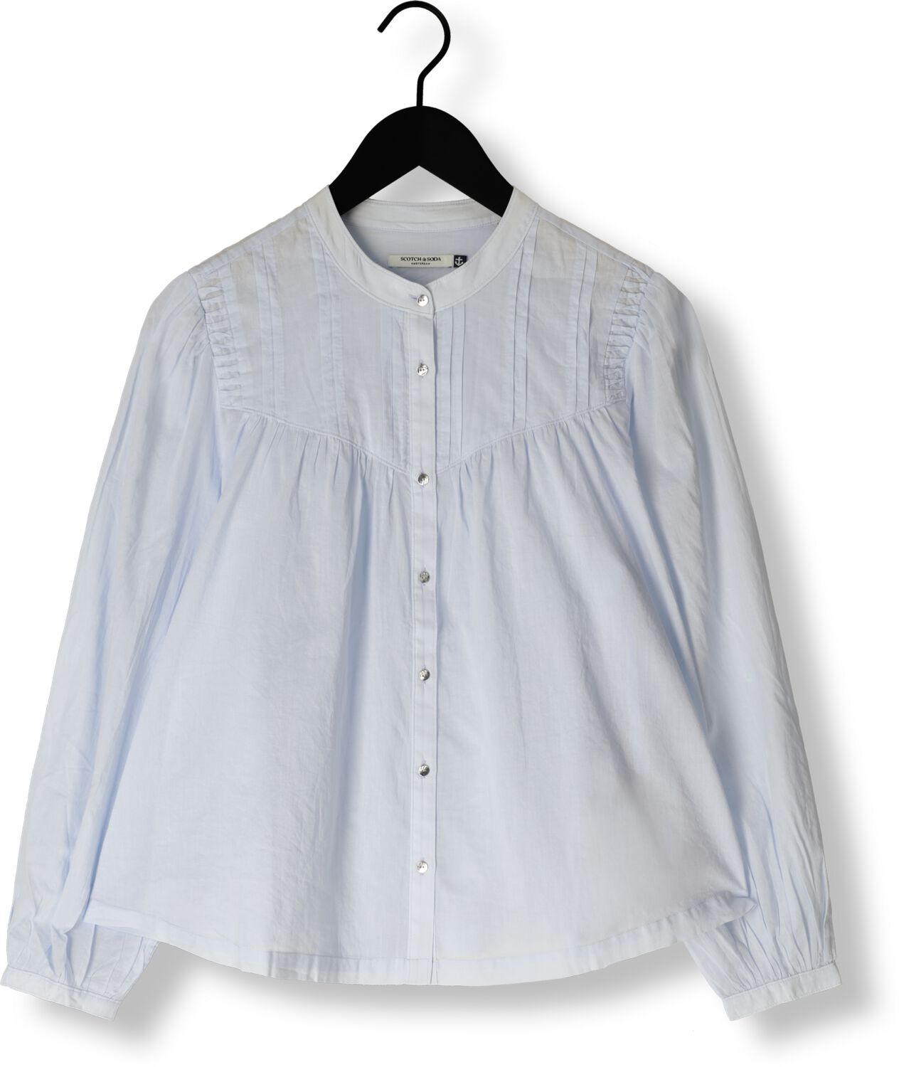 SCOTCH & SODA Dames Blouses Shirt With Pin Tuck Yoke And Gathering Lichtblauw