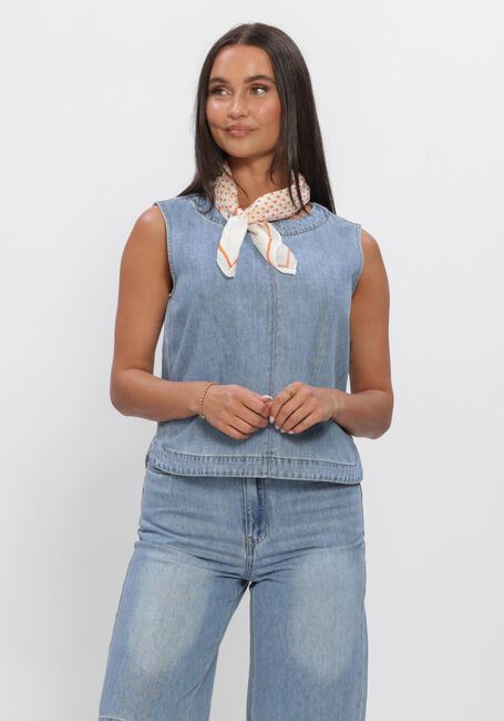 Blauwe OBJECT Top OBJROSIE S/L LO DENIM TOP - large
