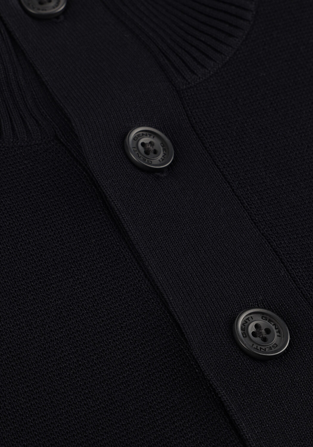 Donkerblauwe GENTI Trui TURTLE 3 BUTTON LS - large