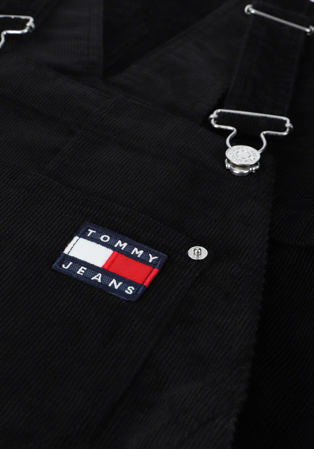 Zwarte TOMMY JEANS Mini jurk TJW CORD BUNGAREE DRESS - large