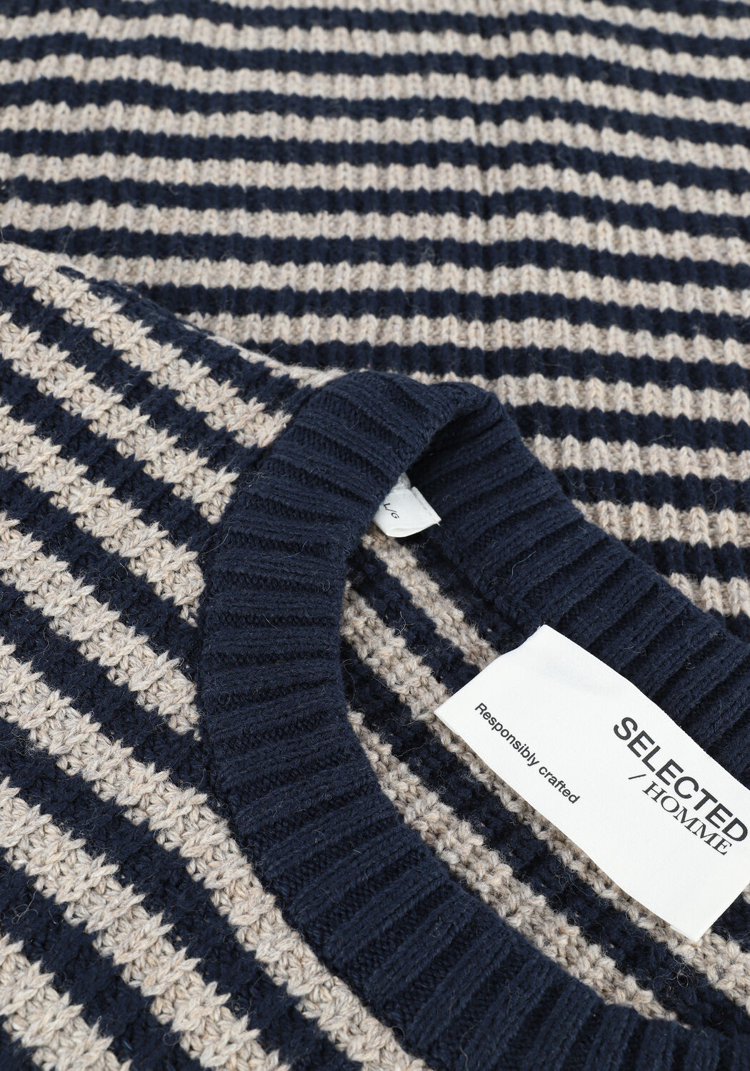 Donkerblauwe SELECTED MEN Trui SLHDAVIS LS KNIT CREW NECK U - large