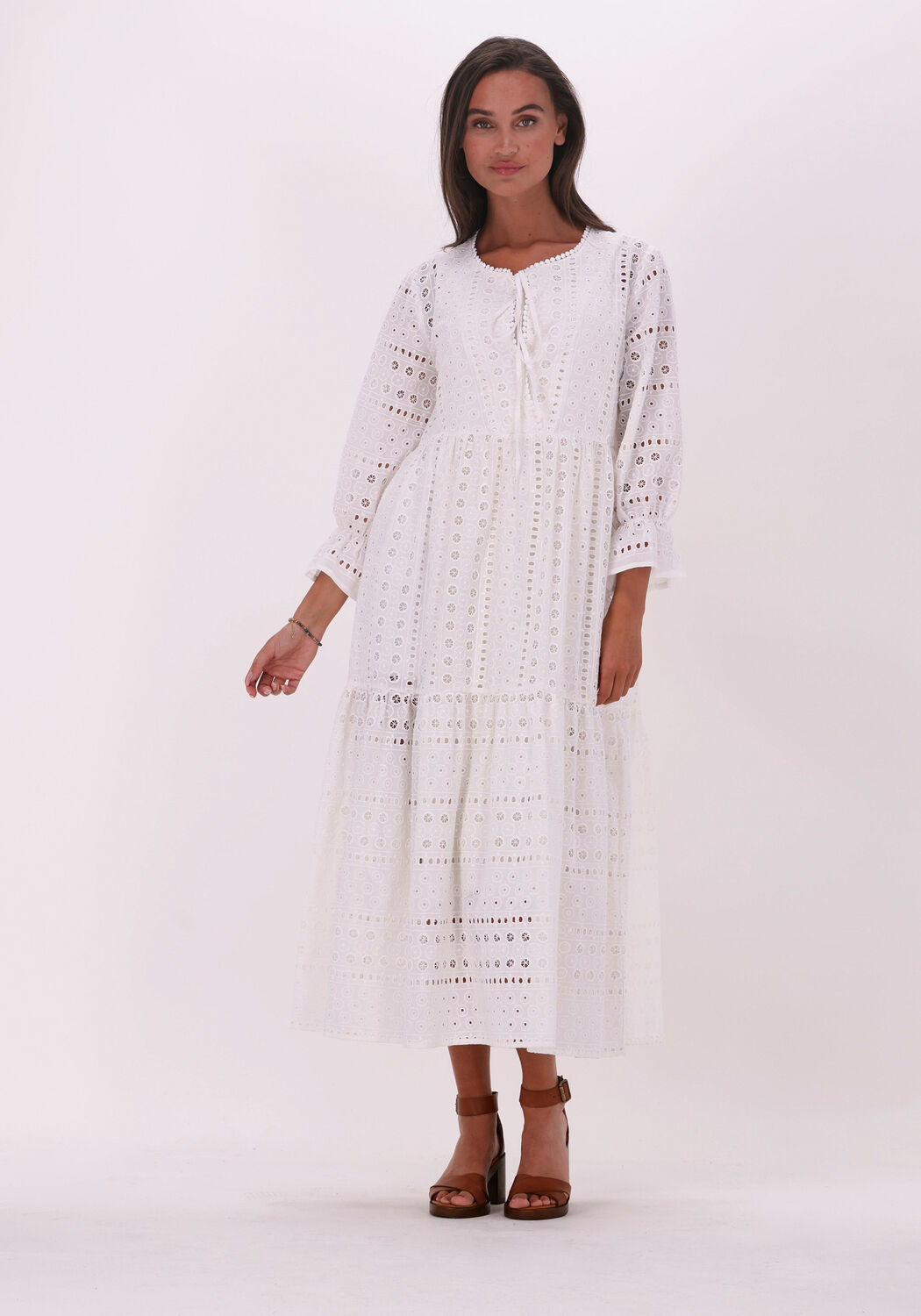 Witte maxi jurk top met lange mouwen