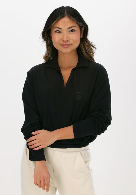 Zwarte 10DAYS Polo POLO SHIRT LINEN - large