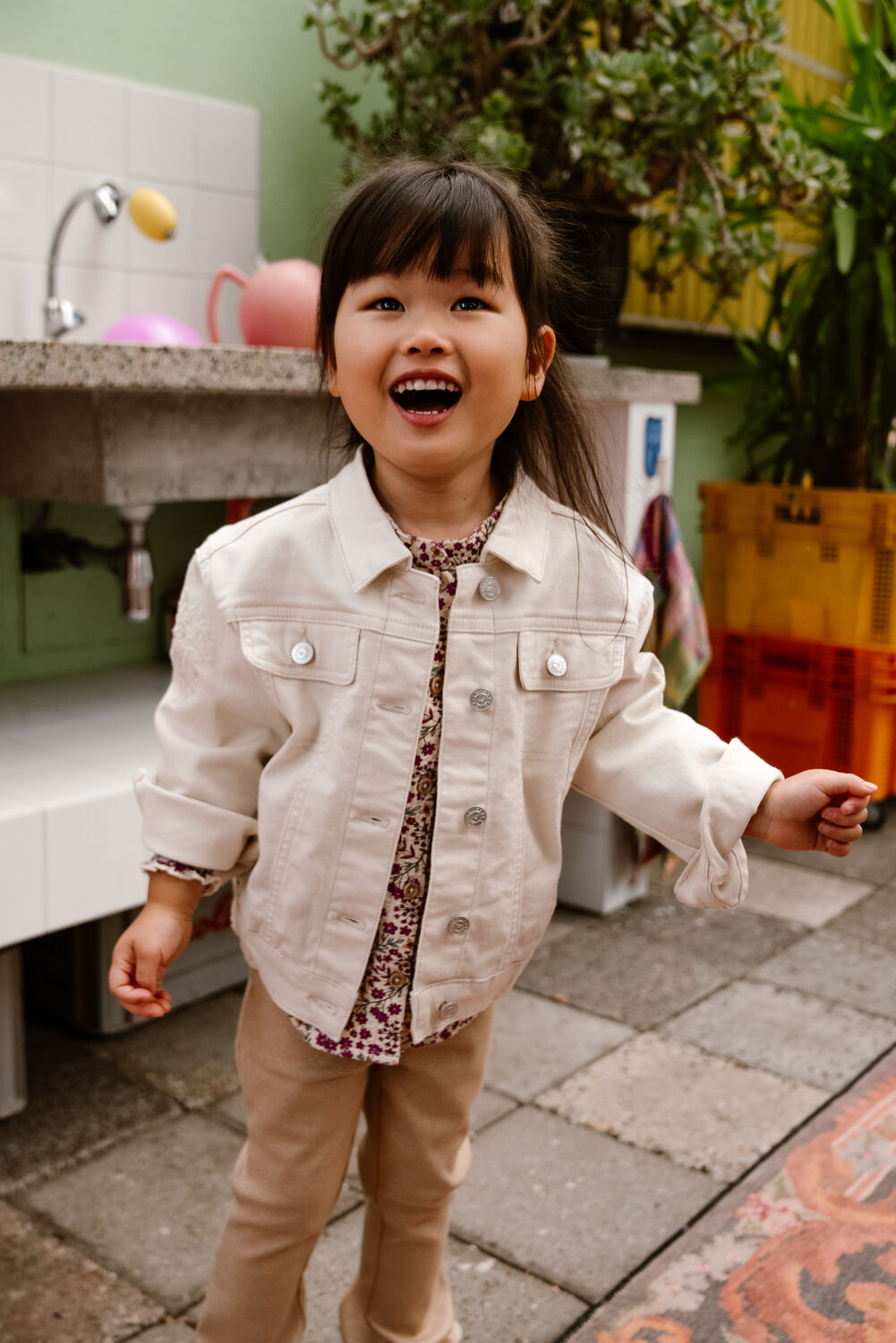 DAILY7 Meisjes Broeken Flared Glitter Pants Zand