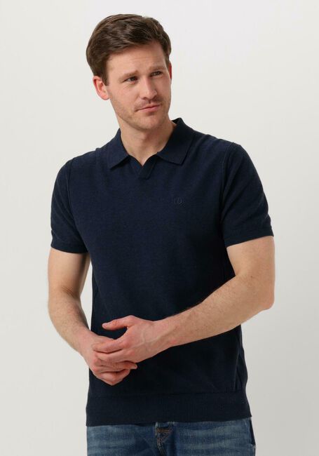 Donkerblauwe DSTREZZED Polo MERCURY S/S POLO MELANGE SLUB - large