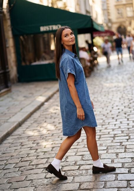 Blauwe BY-BAR Mini jurk HELLA DENIM DRESS - large