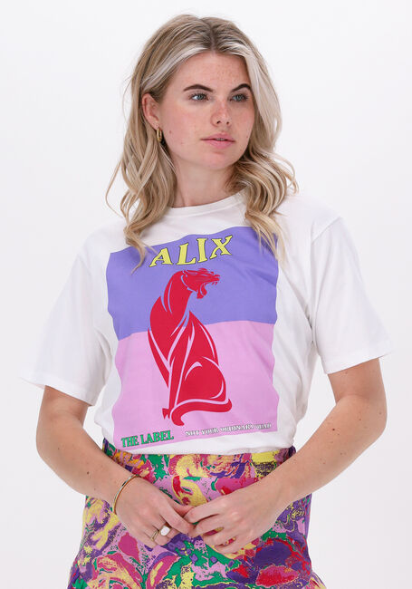 Witte ALIX THE LABEL T-shirt KNITTED PASTEL PANTER T-SHIRT - large