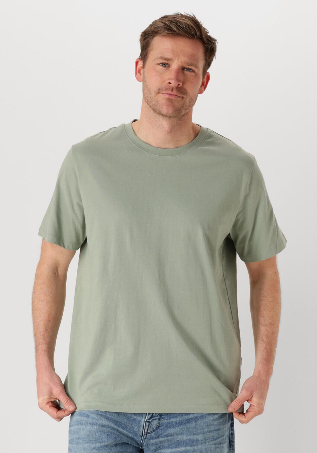 SELECTED HOMME Heren Polo's & T-shirts Slhaspen Ss O-neck Tee Noos Groen