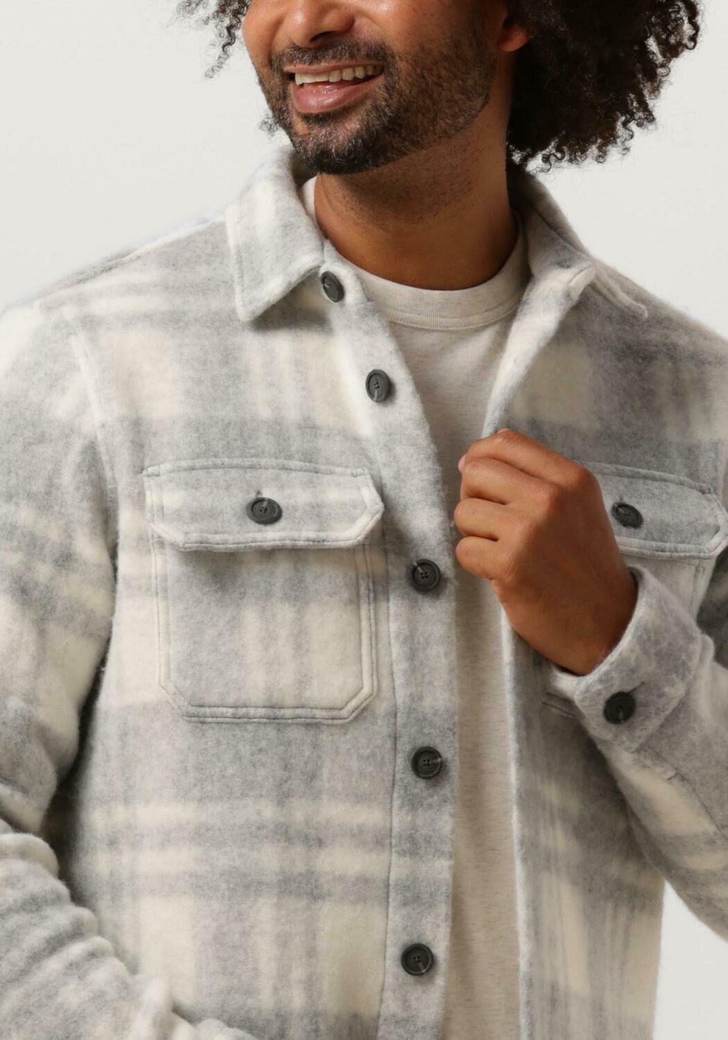 PROFUOMO Heren Overhemden Overshirt Knit Boil Wl Grijs