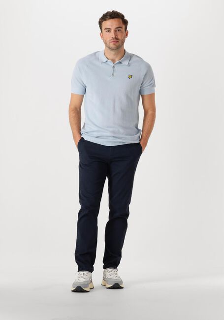 Lichtblauwe LYLE & SCOTT Polo LINEN BLEND KNITTED POLO - large