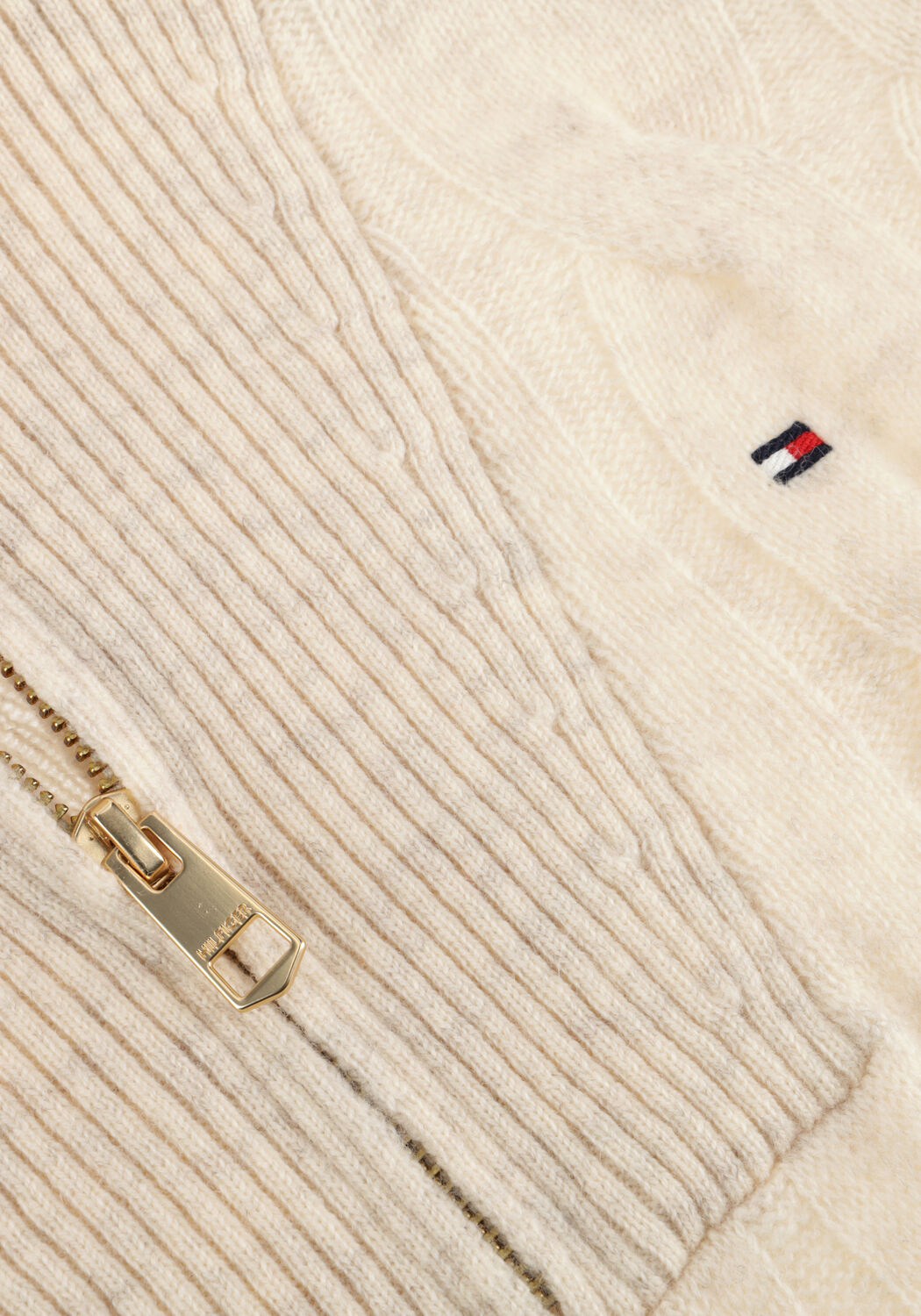 Creme TOMMY HILFIGER Trui SOFT WOOL CABLE 1/2 ZIP LS SWT - large