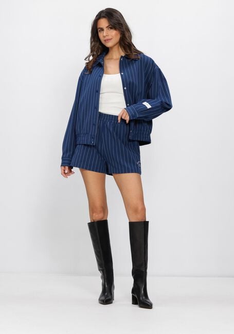 Blauwe ALIX THE LABEL Jack LADIES WOVEN CLEAN STRIPED BOMBER - large
