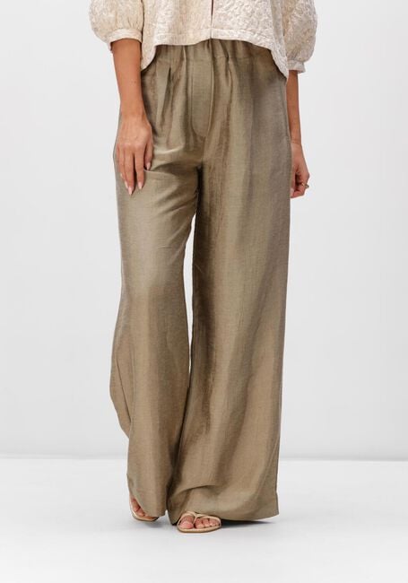Khaki BY-BAR Wijde broek BENJI GLOSS PANT - large