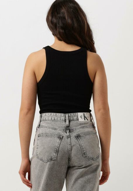 Zwarte CALVIN KLEIN Top VARIEGATED RIB WOVEN TAB TANK - large