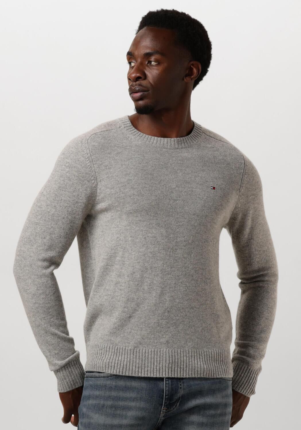 Lichtgrijze TOMMY HILFIGER Trui LAMBSWOOL CREW NECK Omoda