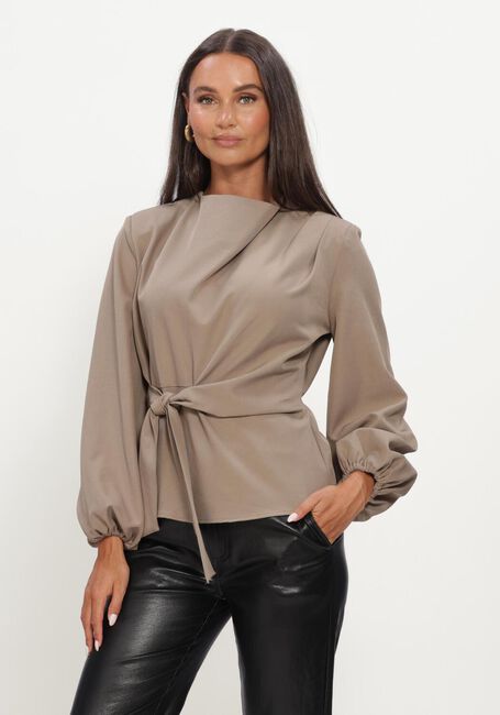 Taupe CO'COUTURE Blouses LUNACC TIE BLOUSE - large