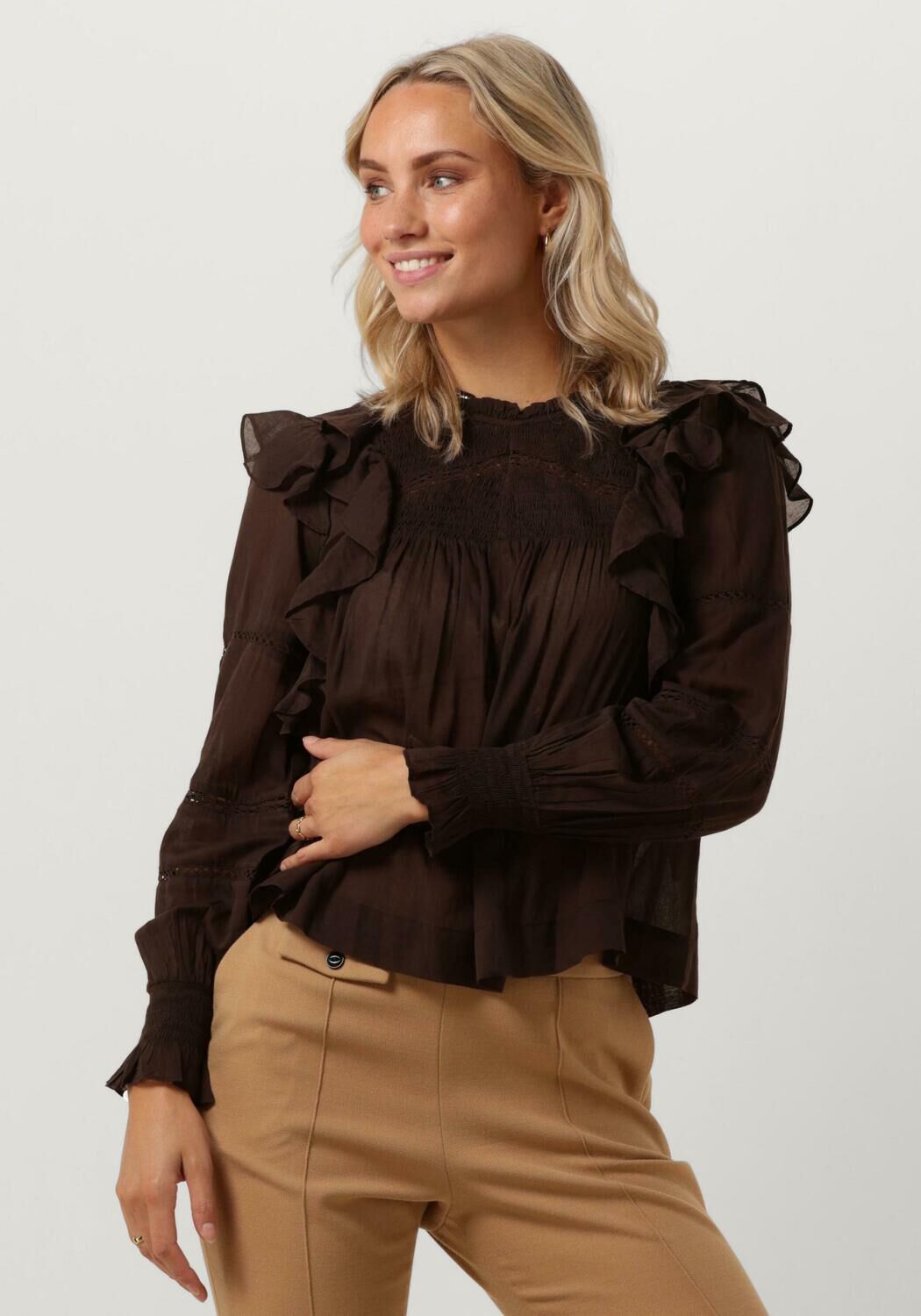 NEO NOIR Dames Blouses Sarna S Voile Blouse Bruin