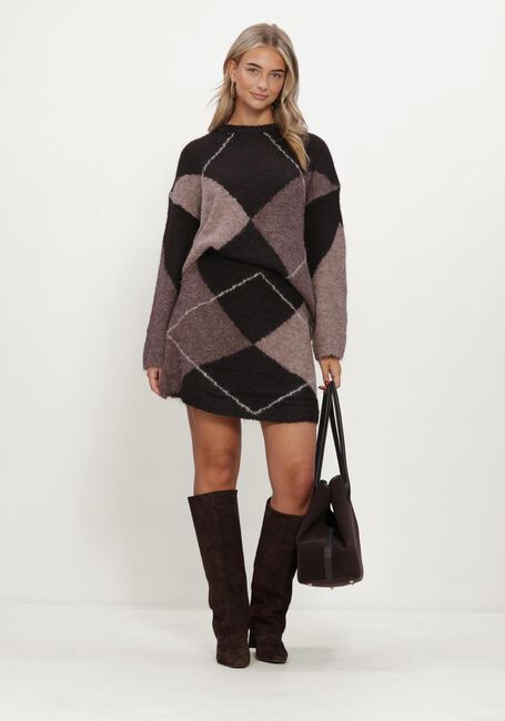 Bruine NEO NOIR Trui INGA CHECK FLUFF KNIT BLOUSE - large