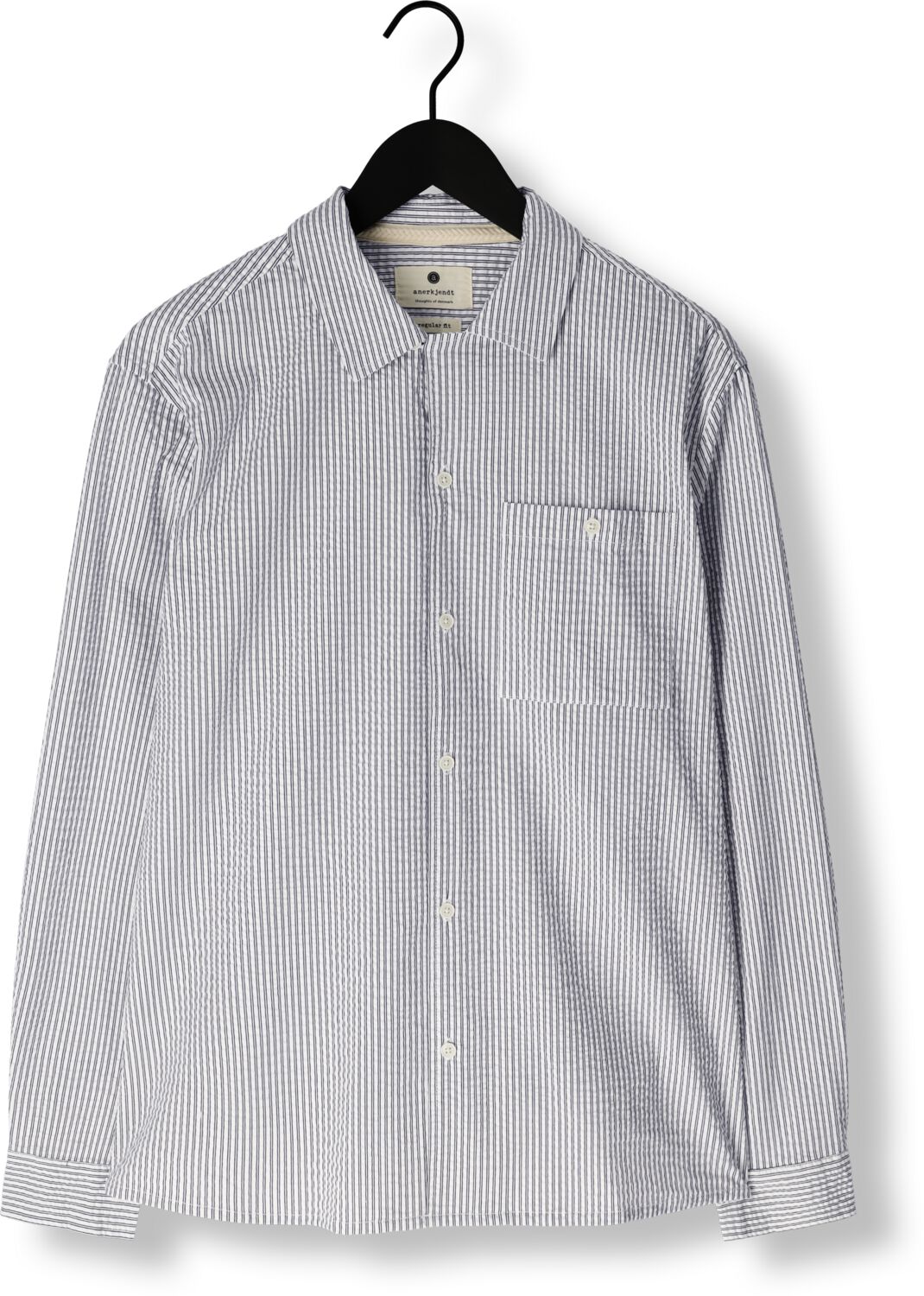 ANERKJENDT Heren Overhemden Akkurt L s Stripe Shirt Gebroken Wit