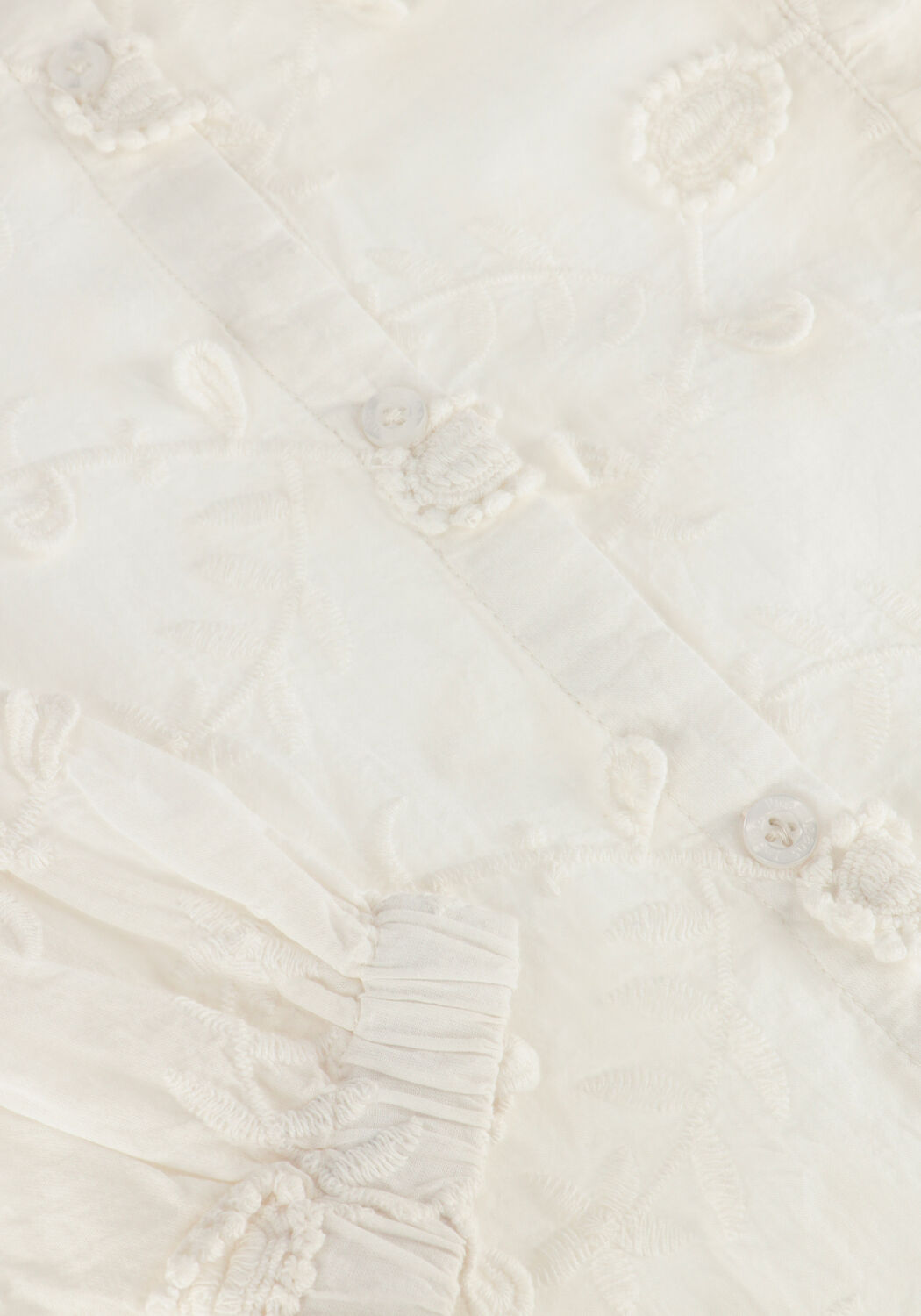 Witte INDIAN BLUE JEANS Blouses FLOWER RUFFLE SHIRT LONGSLEEVE - large