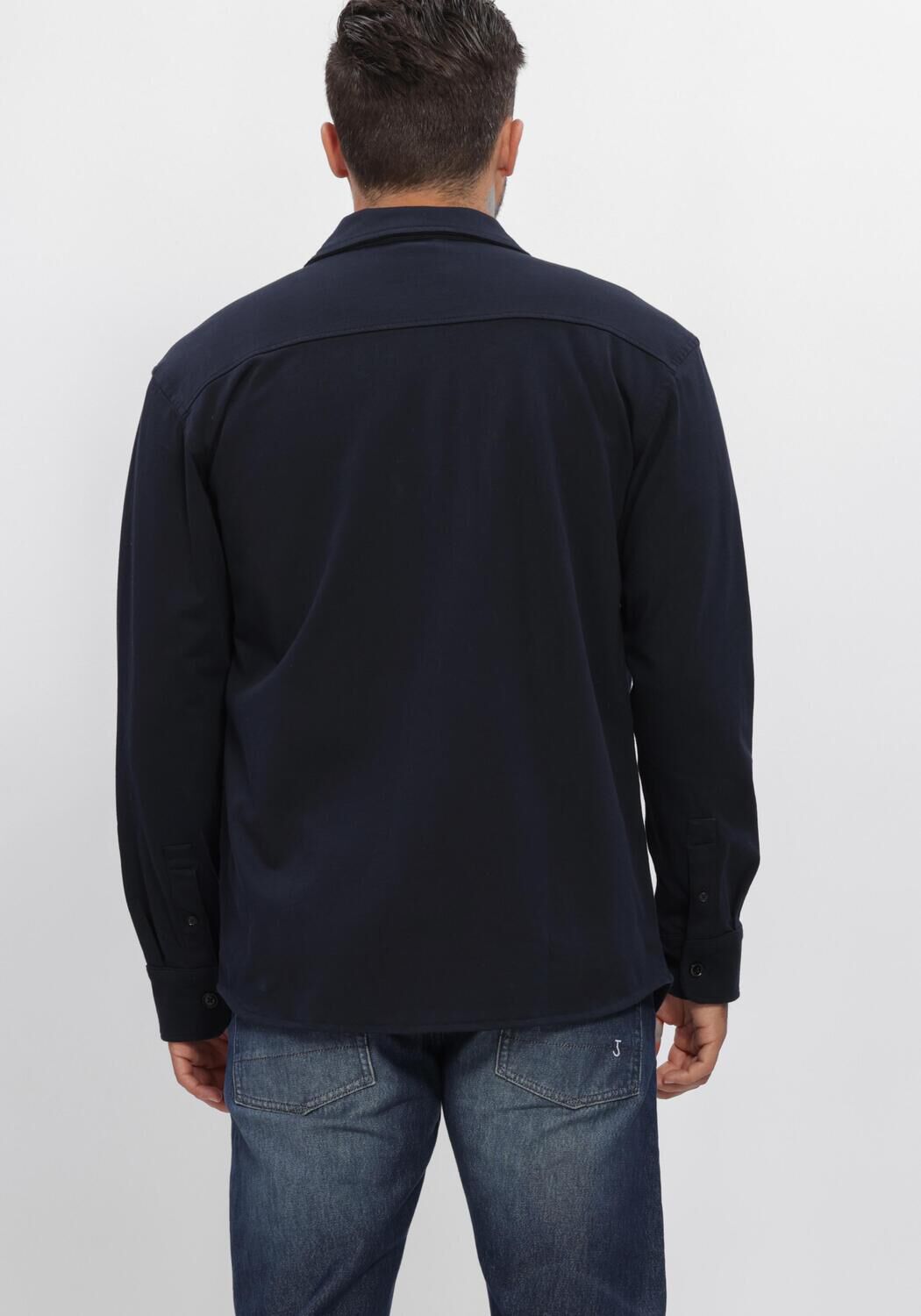 Donkerblauwe BUTCHER OF BLUE Overshirt PHIL PEACHED JERSEY OVERSHIRT - large