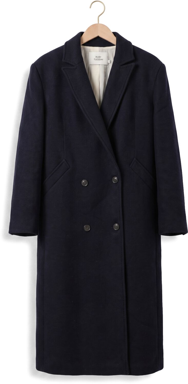 RUBY TUESDAY Dames Jassen Mattin Woolen Double Breated Long Coat Donkerblauw