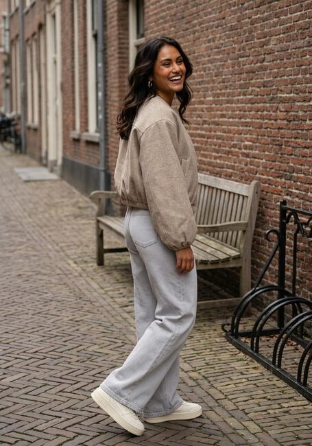 Grijze SECOND FEMALE Wide jeans DENIRA DENIM JEANS - large