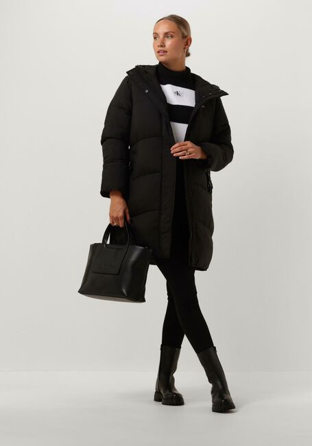 Zwarte CALVIN KLEIN Gewatteerde jas LOGO BELT LONG PUFFER - large