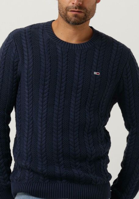 Donkerblauwe TOMMY JEANS Trui TJM REGULAR CABLE SWEATER - large