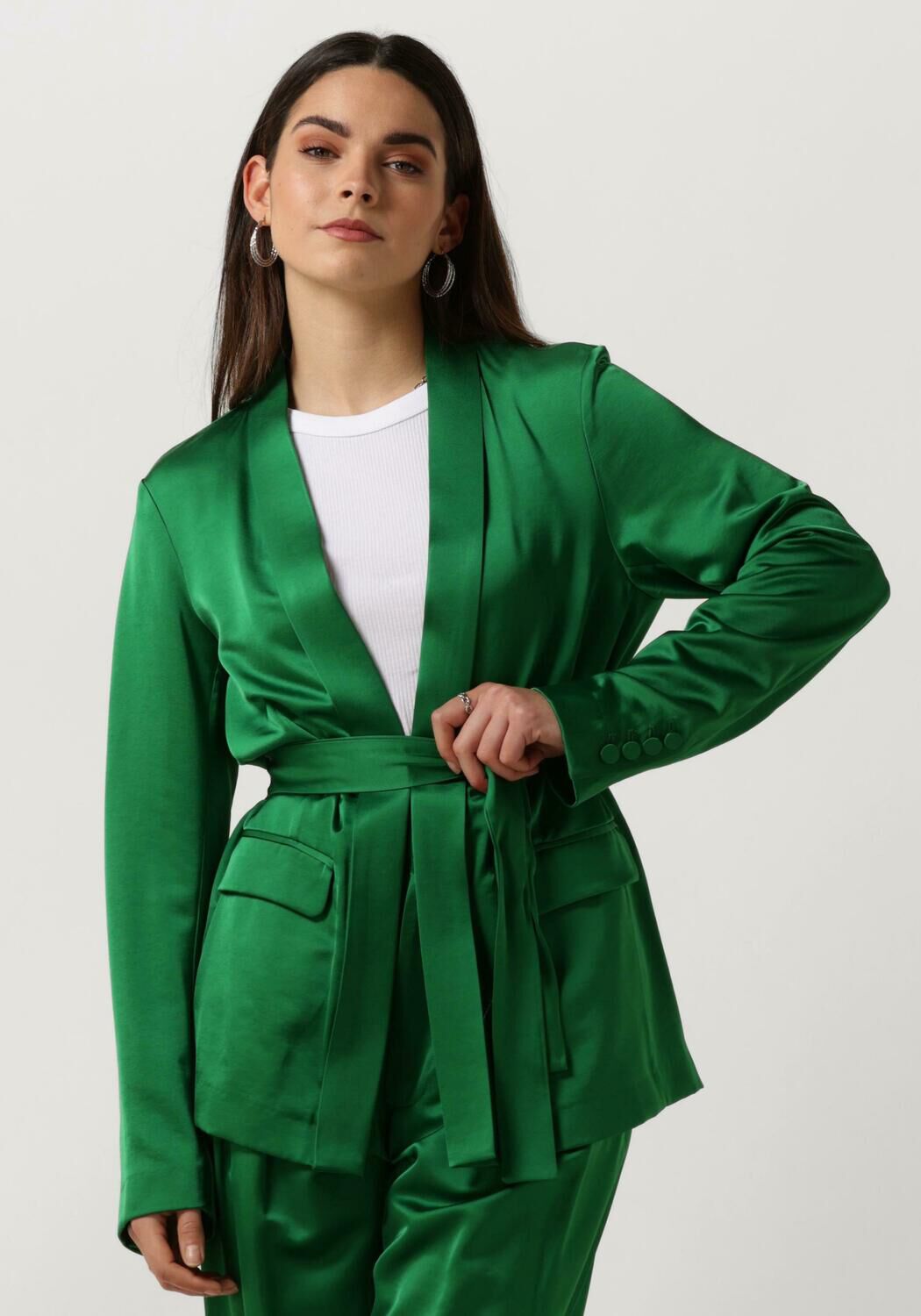 SCOTCH & SODA Dames Blazers Belted Satin Single Breasted Blazer Groen