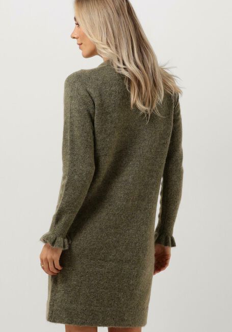 Groene SELECTED FEMME Mini jurk SLFSIA RAS FRILL LS KNIT DRESS - large