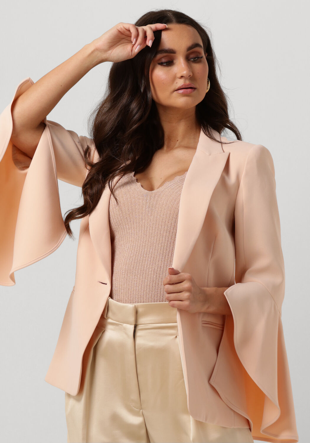 Twinset Roze Elegant Flounce-Sleeve Crepe Blazer Pink Dames