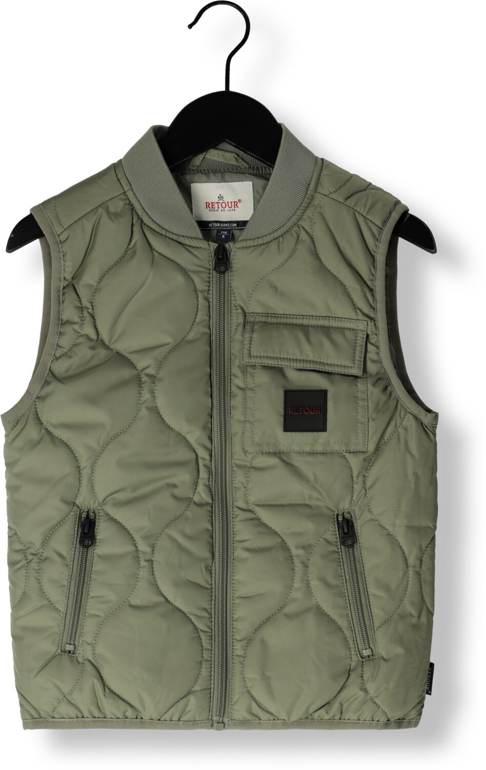 Retour Jeans bodywarmer Boyd armygroen Jongens Polyester Ronde hals Effen 122 128