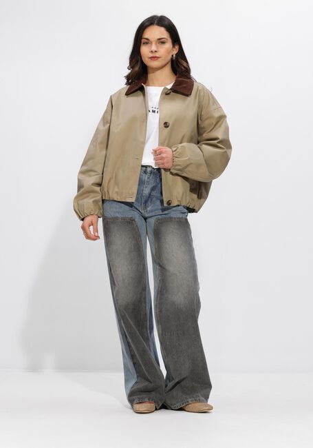 Blauwe HAUTE L'AMITI&Eacute; Wide jeans TWO-TONE PATCH TALL JEANS - large