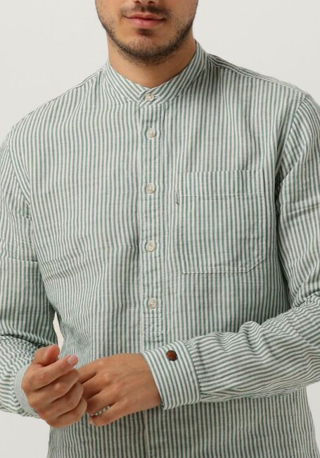 Mint CAST IRON T-shirt LONG SLEEVE SHIRT CO LI DOBBY STRIPE - large