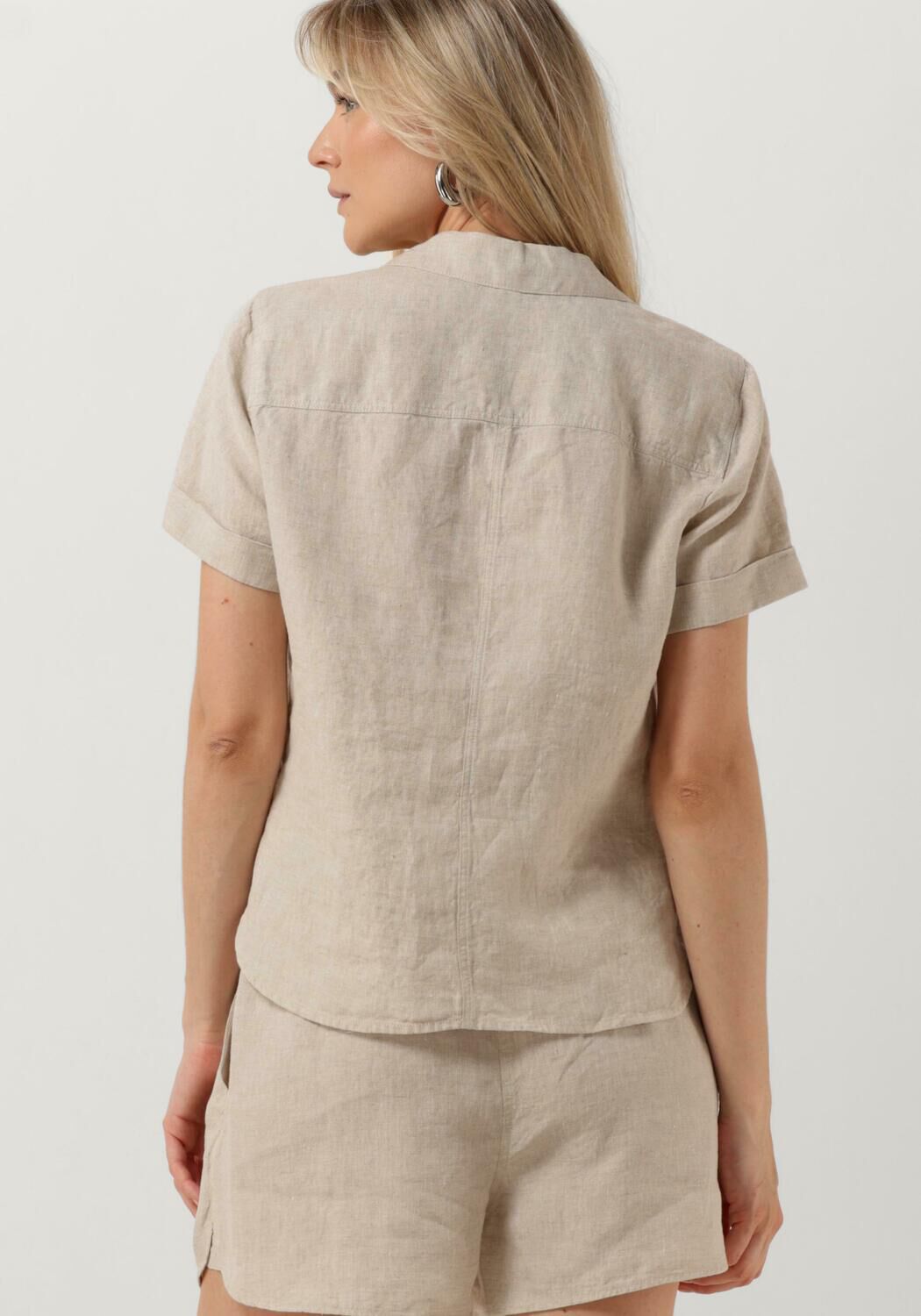 VANILIA Dames Blouses Linen Fitted Top Zand