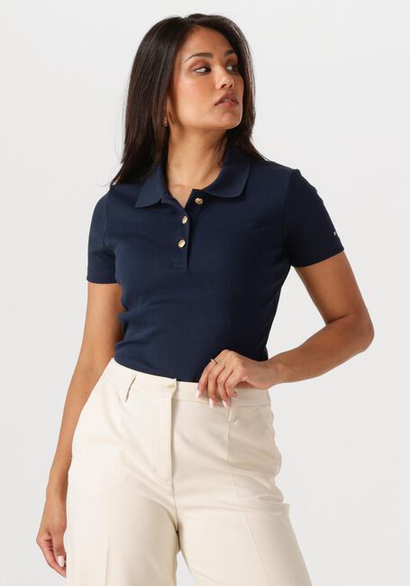 Donkerblauwe TOMMY HILFIGER T-shirt SLIM GOLD BUTTON POLO SS - large