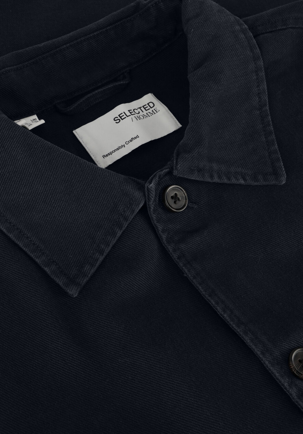 Donkerblauwe SELECTED MEN Overshirt SLHLOOSETONY-TWILL OVERSHIRT W NOOS - large