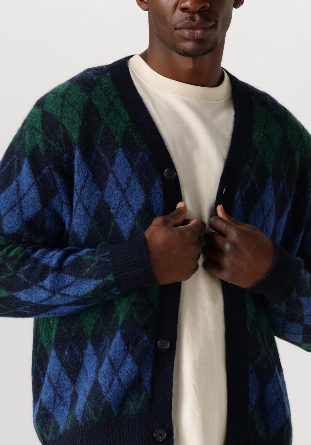 SELECTED HOMME Heren Truien & Vesten Slhrai Ls Knit Relaxed Argyle Cardigan Donkerblauw