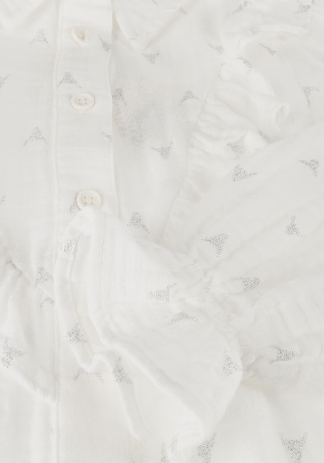 Witte ALIX MINI Blouses WOVEN GLITTER BULL RUFFLE BLOUSE - large