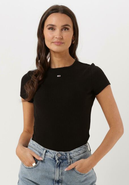 Zwarte TOMMY JEANS T-shirt TJW BBY ESSENTIAL RIB SS - large